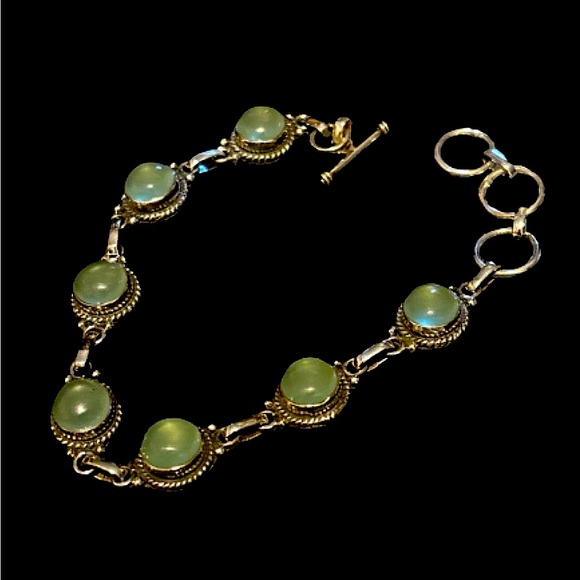 NWOTs Sterling Silver & Aqua Chaledony Bracelet 8” - Picture 4 of 8